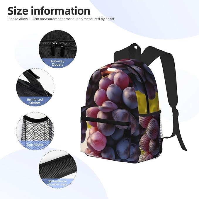 Travel Backpack For Men Women Desert Grapes Printing Waterproof Lightweight Casual Backpack Bag 20l Large Computer Daypack