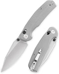 TRIVISA Pocket Knife 3.34'' 14C28N Silver Blade Folding Knife for Men Women Grey G10 Handle Folding Pocket Knives with Clip Axis Lock Thumb Studs Opener Outdoor Camping Knife Hornet-03G
