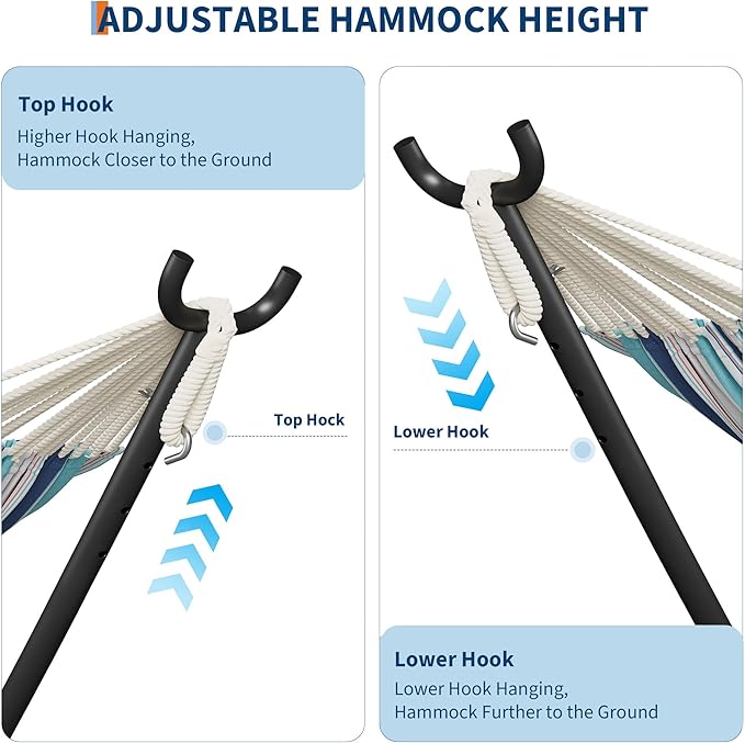 GarveeLife Double 2 Person Hammock Indoor Outdoor Standing Hammock with Space Saving Steel Stand Carry Bag 450 LBS Weight Capacity Suitable for Garden Camping Beach Ocean