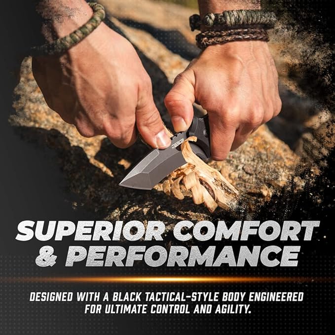 OERLA OLK-D47 Tactical Survival Knife with Kydex Sheath D2 High Carbon Steel Fixed Blade Outdoor Knife G10 Handle EDC Tactical Belt Clip