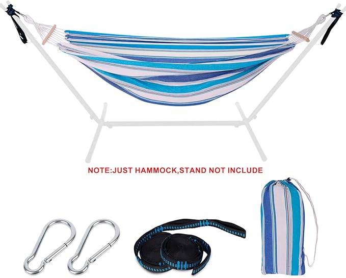 Cotton Hammock with Spreader BarPortable Camping Hammock with Travel BagTree Straps KitPerfect for GardenPatio and Backyard Island Breeze
