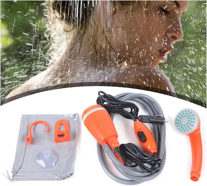 62W 12V Outdoor Plastic Fast Effluent Shower Head For Camping Hiking