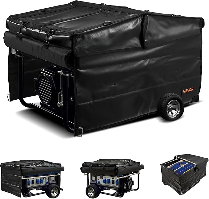 VEVOR Generator Running Cover 34 x 26 x 21 Inch Waterproof Universal for Most Generators 3500-12000 Watt Generator Tent while running with Heavy Duty Thicken 420D Oxford Fabric Black