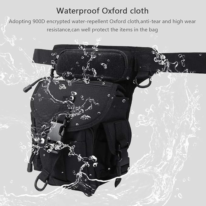 Ox Cloth Drop Leg Bag Tactical Photography Pouch with Quick Access Multifunctional Sports Leg Pack for Outdoor Activities Durable Drop Leg Bag with Adjustable Strap (Black One Size)
