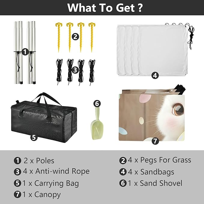 Beach Canopy with Windproof Ropes &amp Sandbags Beach Tent Sun Shade Sun Shelter for Camping Trips Fishing Backyard Fun or Picnics Happy Easter