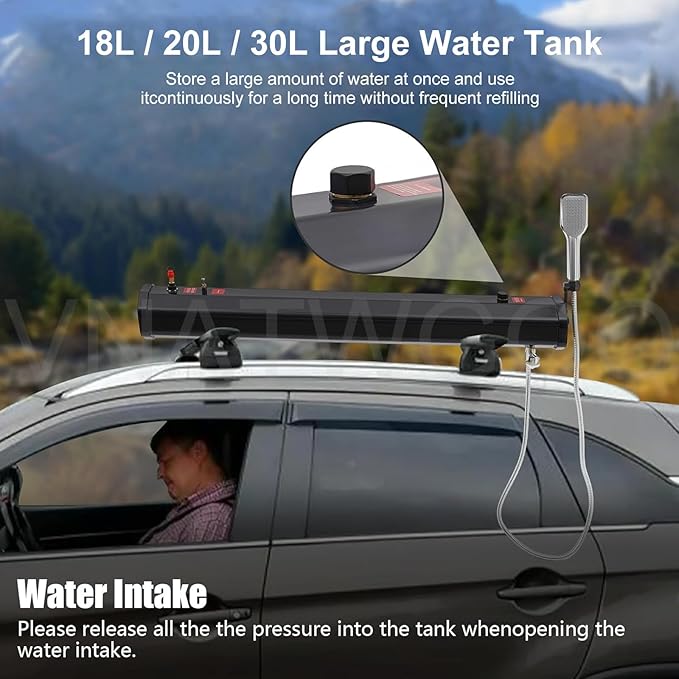 18L/20L/30L Portable Car Bathing Water Tank Car Roof Rack Shower for Camping and Road Use30L
