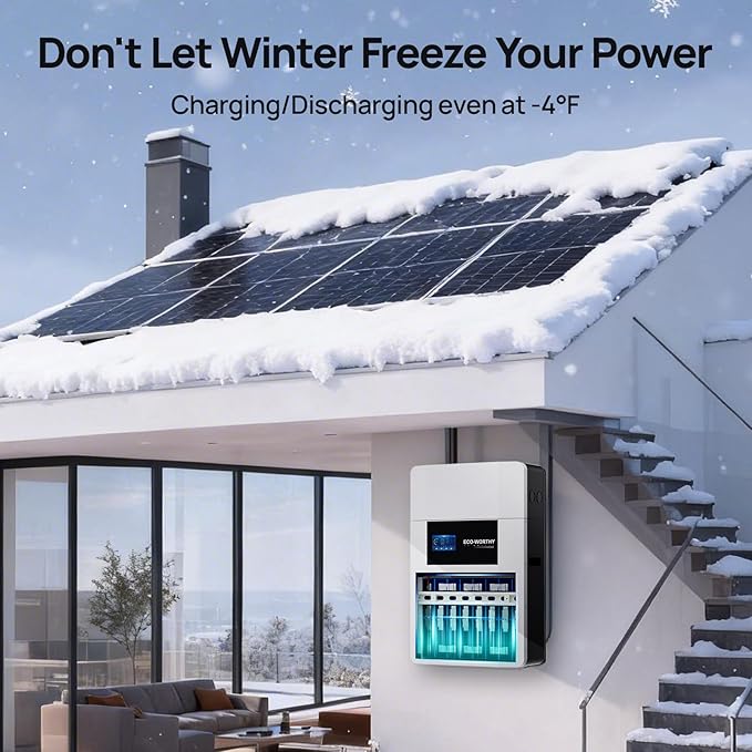 ECO-WORTHY 48V 100Ah Wall-Mount Indoor LiFePO4 Lithium Battery with Conduit Box Bluetooth &amp WiFi Low-Temperature Protection for Off-Grid Systems Home Backup Power