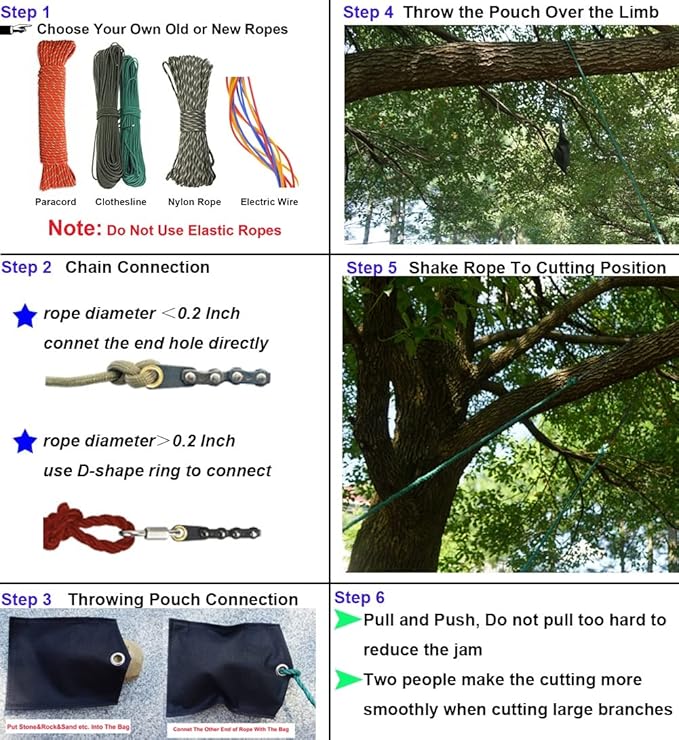 upgrade 53 Inch High Reach Tree Limb Hand Rope Chain Saw Cuts Branches Manual Pocket Chainsaw with 68 Sharp Blades on Both Sides for Gardening Camping Hiking Survival Gear-No Ropes Included