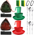 Scout Camping Mess Kit for Person Boy Scout Dishes Set Girl Scout Mess Kit with Mesh Bag Reusable Light Weight Eating Utensils Plastic Camping Cutlery Set for Travel Camp