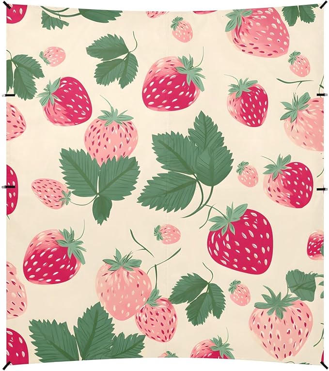 ALAZA Hand Drawn Strawberry Pattern Beach Tent Sun Shelter Portable Canopy Sunshade for Outdoor Camping Picnics Backyard Fun 10x9 ft