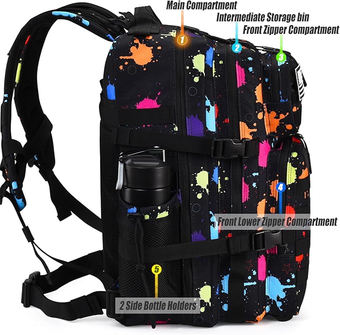45L Tactical Backpack for Men Women Military Assault Pack with MOLLE Large 3 Day Bug Out Bag for Hiking Camping