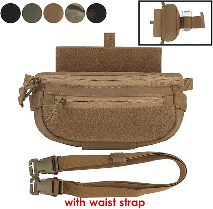 Tactical Drop Pouch Sub Abdominal Carrying Kit Bag Fanny Pack with Hook and Loop Panel for Tactical Chest Rig Outdoor Bag