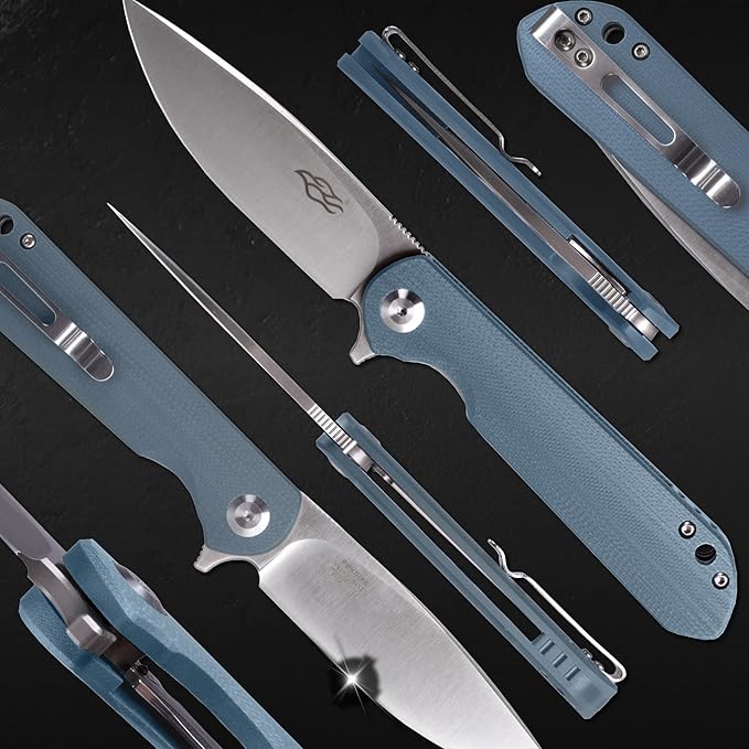 Firebird GANZO FH41S-GY Pocket Folding Knife D2 Steel Blade G10 Anti-Slip Handle with Clip Fishing Hunting Camping Outdoor Flipper EDC Pocket Knife Best Gift for Men and Women (Grey)