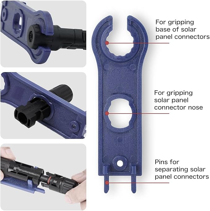 20 Piece PV Solar Panel Connector Kit | Compatible with 10 AWG Solar Cable 30 Amp 1000V DC IP67 Waterproof | PV Spanner Tools Included