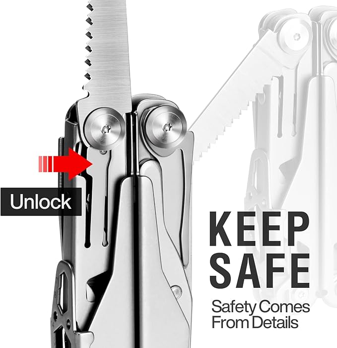 MIAOKE Multitool 23 in 1 with Premium Gift Box Screwdrivers Saw Screwdrivers Bottle Opener Pliers Camping Knife Cool Gadgets for Men Best Gift for Boyfriend Son Dad Him Husband (Silver-Discover)