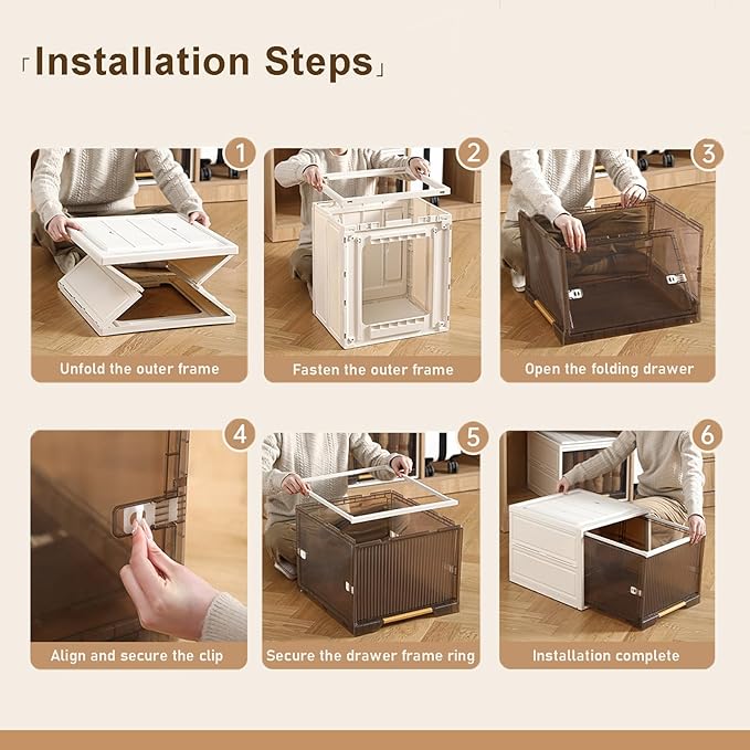 Plastic Storage Bins with Lids Clothes Folding Storage Box and Closet Organizers and Containers for Home Closet Stackable Storage for Home Office Dorm