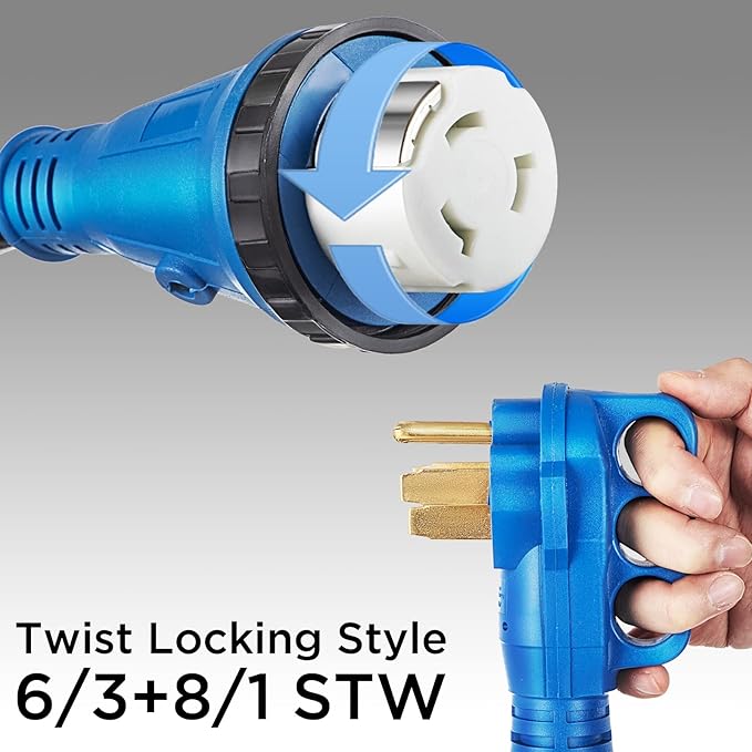 50 Amp Generator Cord and Power Inlet Box50 Amp Generator Cords 25FT125V/250V Generator Power Cord NEMA14-50P/SS2-50R Twist Lock Connector