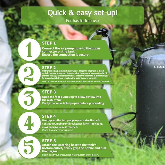 Aircity Portable Solar Camping Shower Bag with Foot Pump &amp Upgraded Leak-Proof Design – 20L/5-Gallon Outdoor Shower for Beach Hiking Travel | Lightweight Large Water Inlet Carry Bag