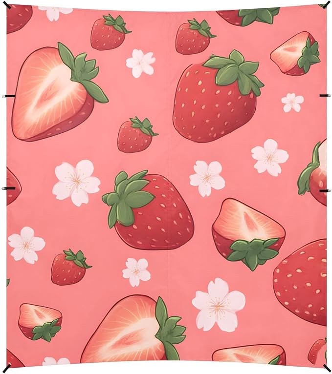 ALAZA Strawberry Flower Pattern Beach Tent Sun Shelter Portable Canopy Sunshade for Outdoor Camping Picnics Backyard Fun 10x9 ft