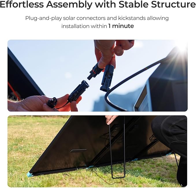 Renogy 300W Portable Solar Panel Suitcase 25% High Efficiency N-Type Foldable Solar Charger for Power Station Durable for Decades 17% Lighter with Kickstands for RV Camping Off-Grid Blackouts