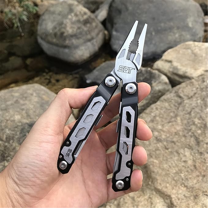 Portable Pocket Multi Tool Folding Multitool Pliers with Knife Saw Safety Lock Multi Tool for Survival Outdoor Camping Hiking Man's Gift
