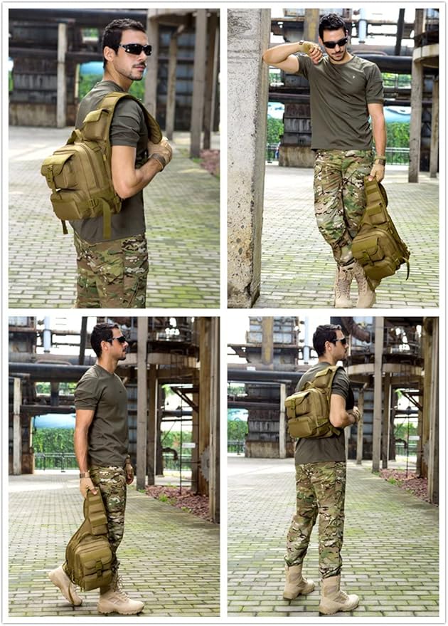 UNISTRENGH Men's Tactical Sling Bag Sling Backpack Military Shoulder Bag MOLLE Assault Range Bag for Outdoor Camping Hunting (Jungle #)