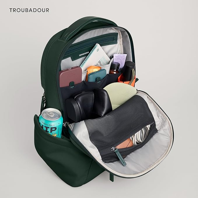 Troubadour Apex 4.0-22L Premium Laptop Backpack - Ergonomic &amp Water Resistant - Designed for Work and Travel - Obsidian Green