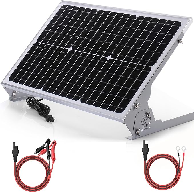 SUNER POWER 12V 30W Solar Battery Charger Maintainer Built-in UltraSmart MPPT Controller Adjustable Mount Bracket Waterproof 30 Watt Solar Panel Kit for 12 Volt SLA Deey Cycle AGM Lifepo4 Battery