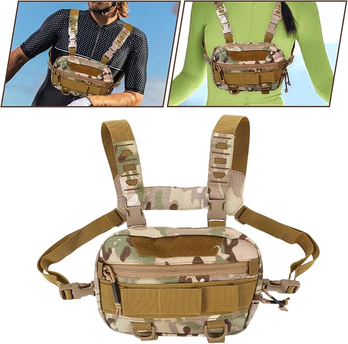 Men Running Chest Pack Lightweight Stylish Multi-function Gear Holder for Outdoor Activities Versatile Chest Bag for Hiking and Workouts Camouflage