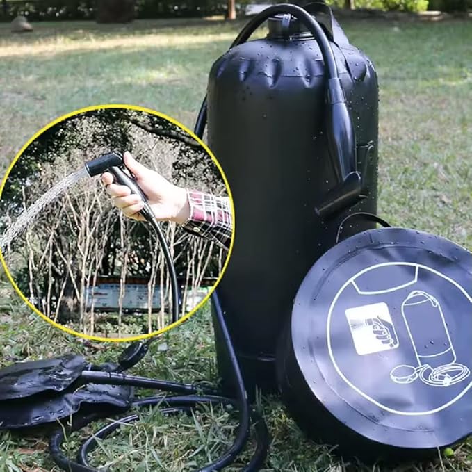 Portable Camping Shower Bag - 11L/3 Gallons Solar Shower Water Bag with Foot Pump and Shower Head - Camp Shower for Camping Beach Travel Hiking Climbing Outdoor Activities