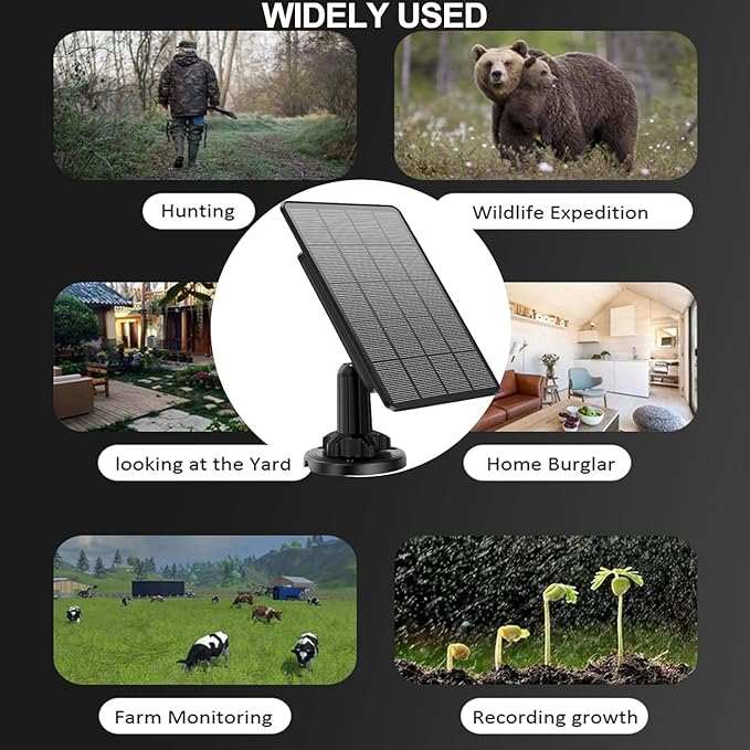 Trail Camera Solar Panel 12V/1A 6V/1.5A Solar Battery Charger Kit Built-in 5200mAH Rechargeable Lithium Battery Compatible with Hunting Game Camera(2 Pack)