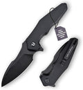 Hightron Pocket Knife a ture ergonomic folding knife Liner Lock with 2.85 Smokywashed D2 Blade and Black G10 Handle