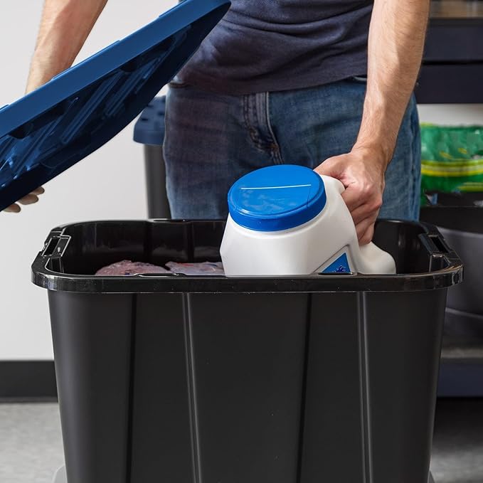 4 Pack 48QT Heavy Duty Plastic Storage Bins with Latching Lids Stackable Containers with Reinforced Handles for Garage Home Basement &amp Shed Organization