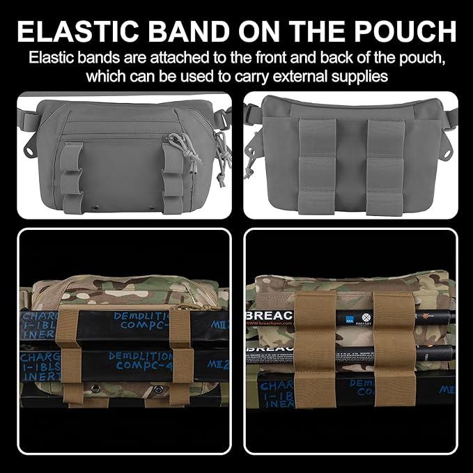 Zhongren Tactical Drop Waist Pouch Adjustable Waist Belt Bag Molle Tool Pouch with Hook and Loop for Tactical Vest Chest Rig (Gray)