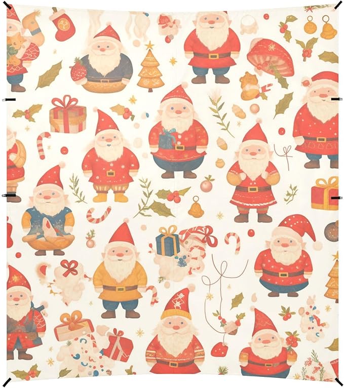 Christmas Texture Gnomes Red Candies Stable Beach Tent UPF50+ Protection Easy Setup Large Portable Sun Shelter with Sand Shovel for Backyard and Camping