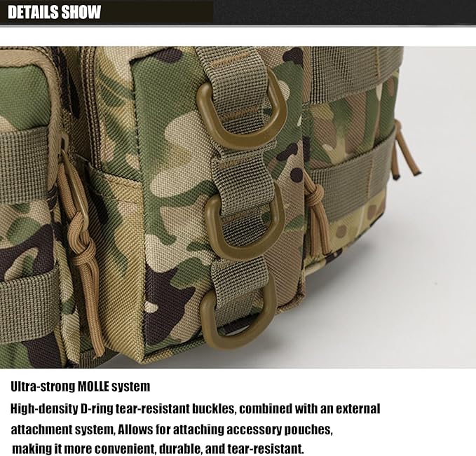 Tactical Pouch Waist Pack Waterproof Cloth Men's Waist Bag Hiking Camping Fishing Outdoor Sports Bag Mountaineering(Brown)