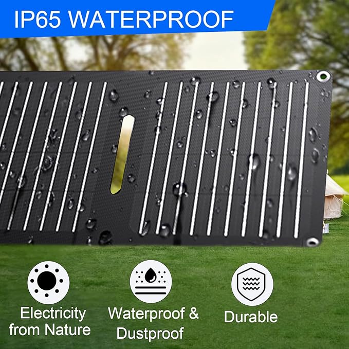 30W Portable Solar PanelsETFE Foldable Solar Panel with USB-C/USB-A/DC Ports for HikingCampingBackpackingIP65 Waterproof Small Folding Solar Charger for PhoneTabletsPower Bank