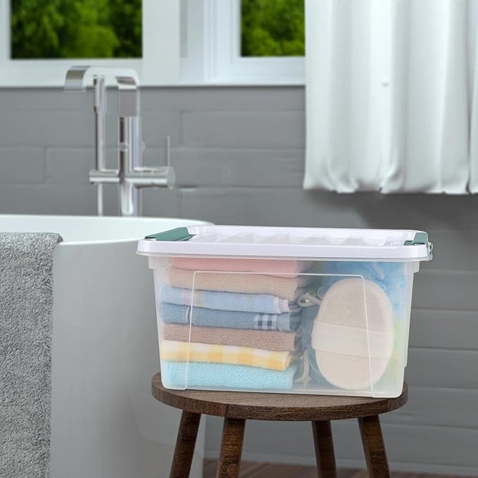 6 Pack Plastic Latch Storage Box 20 Qt Storage Container with Lid