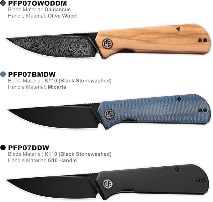 Petrified fish Pocket Knife PFP07 Viking 3.62 Damascus Steel Blade 3.95oz Olivewood Handle Front Flipper Liner lock Folding knife (Olivewood &amp Damascus Steel)
