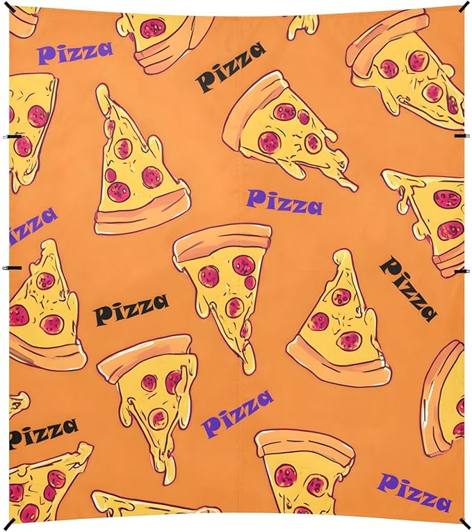 ALAZA Orange Pizza Pattern Beach Tent Sun Shelter Portable Canopy Sunshade for Outdoor Camping Picnics Backyard Fun 10x9 ft