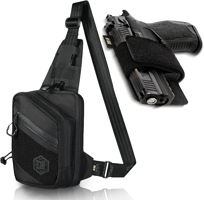 M-Tac Tactical EDC Bundle: Elite Sling Bag &amp Concealed Carry Gun Holster Black