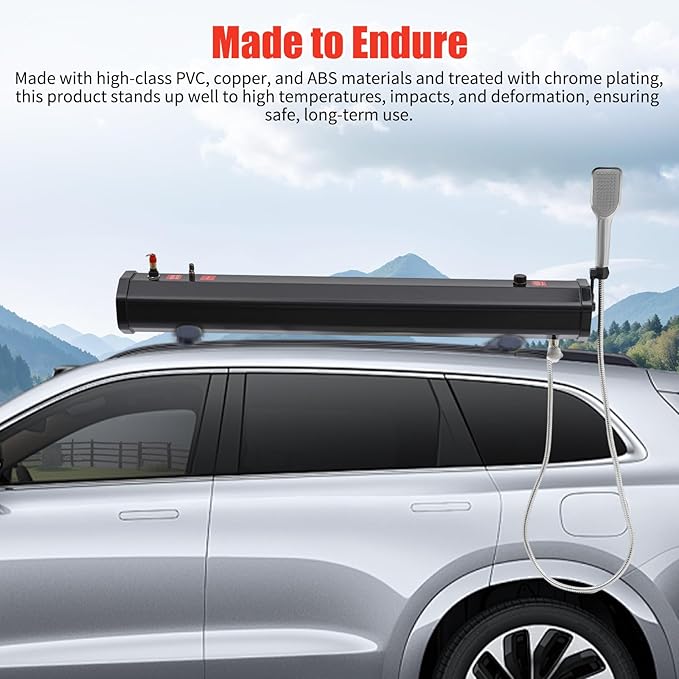 Portable Camping Shower 30L 7.93Gallon Roof Rack Mount Road Shower 140℉ Outdoor Activities Water Supply w/Shower Head for Surfing Beach Travel Camping &amp Off-Road