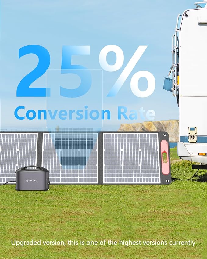 ELECAENTA 200W Portable Solar Panel for Jackery/EF Ecoflow/Bluetti/Anker Power Station 25% Conversion Ultra Lightweight Flexible &amp Foldable Solar Charger for Outdoors RVs Camping Off Grid