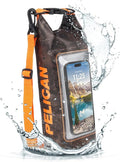 Pelican Marine IP68 Waterproof Dry Bag 2L - Roll Top Waterproof Backpack w/Phone Case/Pouch - Boating &amp Kayak Accessories - Essentials for Camping Swimming Beach Fishing Rafting Travel - Hunter Ca