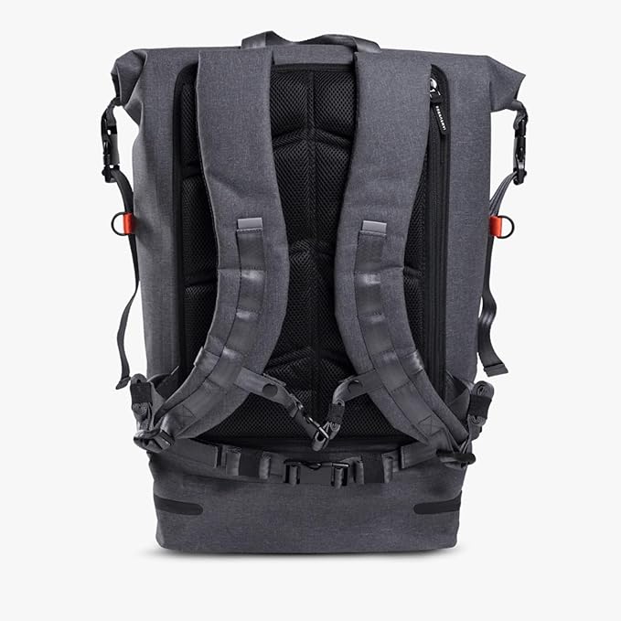 Spin Bag Durable Travel Waterproof Backpack for Men and Women Carry On Bag for Sports Work and Travel with Laptop Sleeve Shoe Compartment and Tactical Features 30 Liter Grey