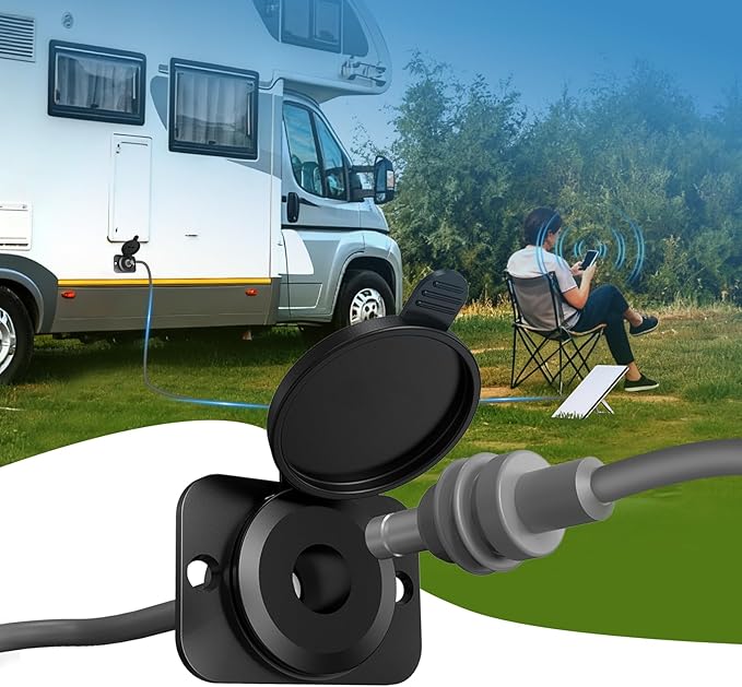 Waterproof Wall Socket Passthrough for Starlink Mini DC 5.5 x 2.1 Female Power Connector Outlet Perfect for RV Campervan Caravan Motorhome Battery Box Replacement Cigarette Lighter