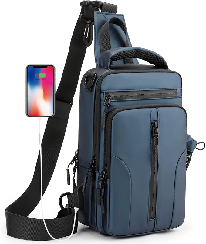 Anti Theft Crossbody Backpack Shoulder Sling Bag Men Women One Strap Motorcycle Messenger Bag Daypack for Cycling