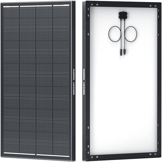 Renogy 200 Watt Solar Panel ShadowFlux Anti-Shading 12V 200W Solar Panel 25% High-Efficiency N-Type Solar Cell 16BB ShadowFlux Technology Solar Module for RV Home Roof Camp Marine Boat