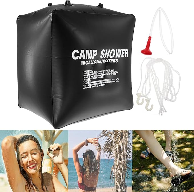 Solar Shower Bag 40l Portable Camping Pouch Solar Water Heating Bag for Outdoor Hiking Beach Travel