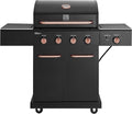 Kenmore 4-Burner BBQ Gas Grill with Searing Side Burner Propane Grill 52000 BTUs Warming Rack Electronic Ignition &amp Cast Iron Cooking Grates Black/Copper